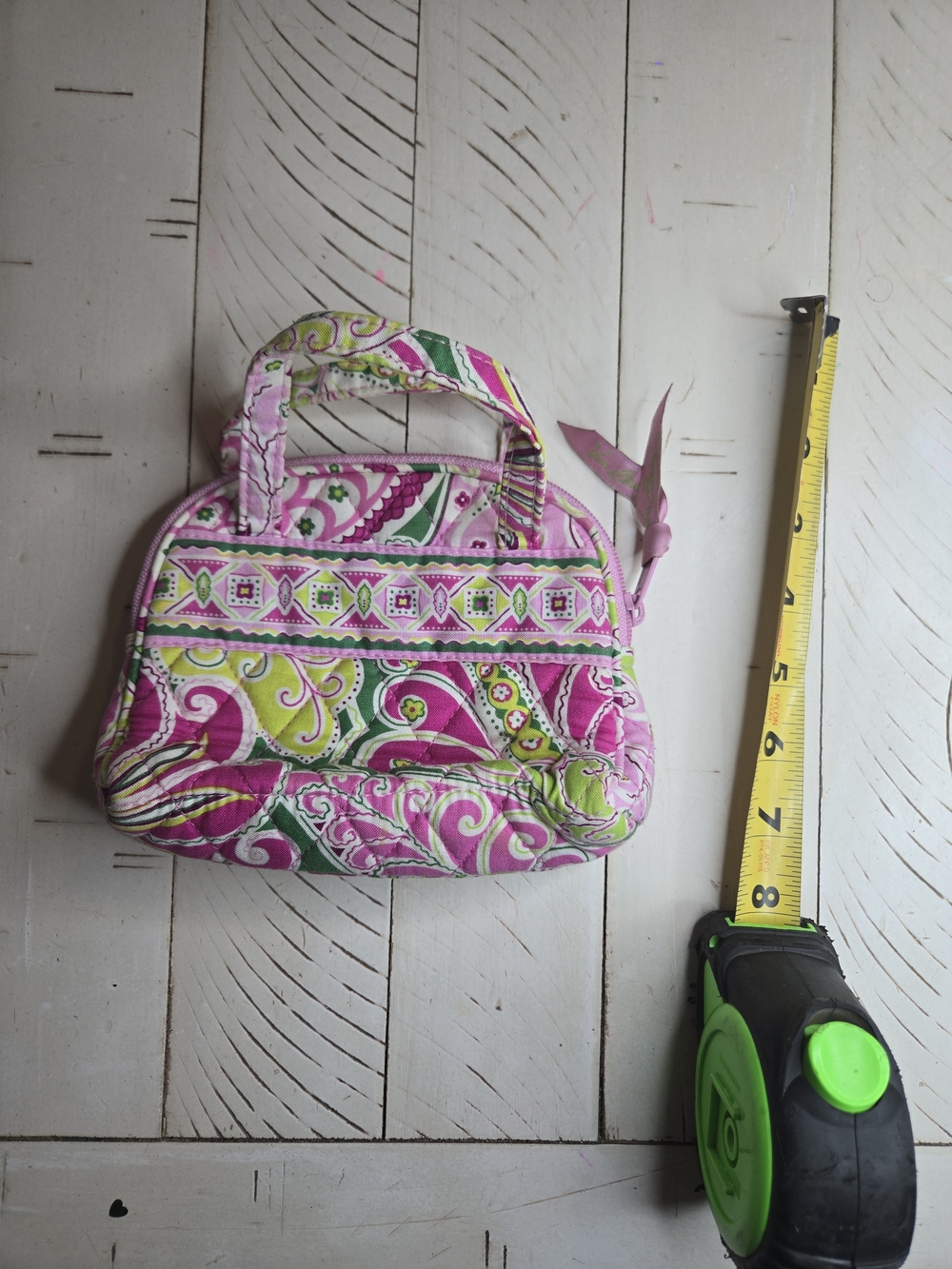 Quilted Floral Pink & Green Tote Bag - Women's Handbag - Picture 2 of 3